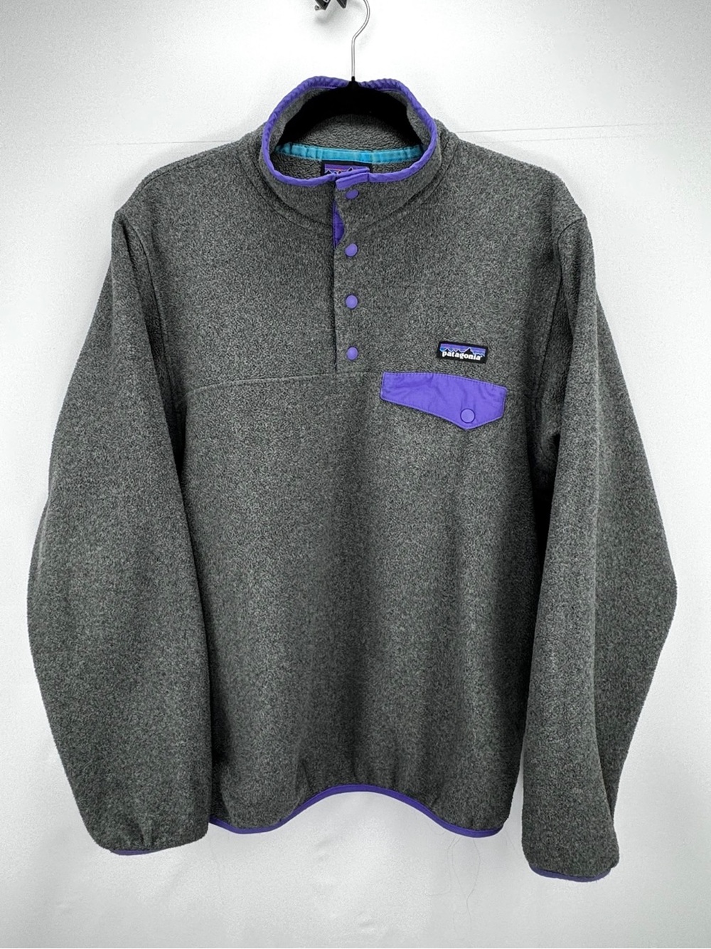 Patagonia Gray & Purple Synchilla Quarter Snap Fleece Sweatshirt